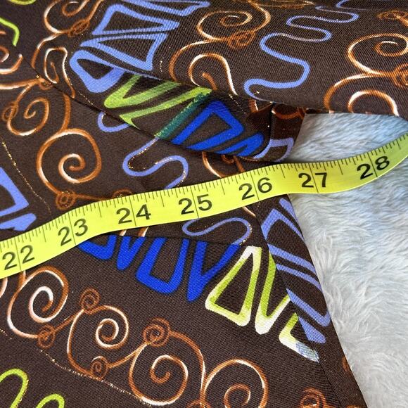 Maggie Barnes Blazer Women 2X Brown with Blue And Green Squiggles Open Front - Picture 6 of 13